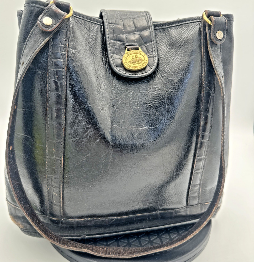 Vintage Brahmin Black Leather Bucket Style Purse
